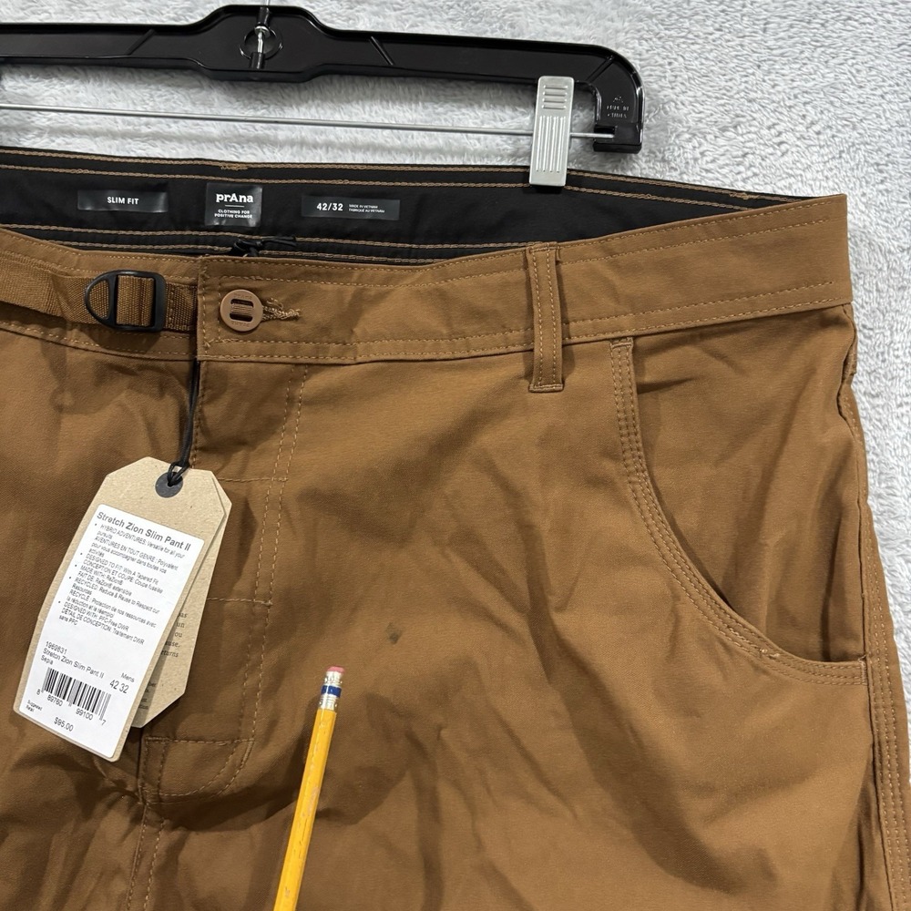 PRANA Stretch Zion Fit Pant II Men 42x32 Sepia Brown Roll Cuff Outdoor Hiking - Picture 8 of 9